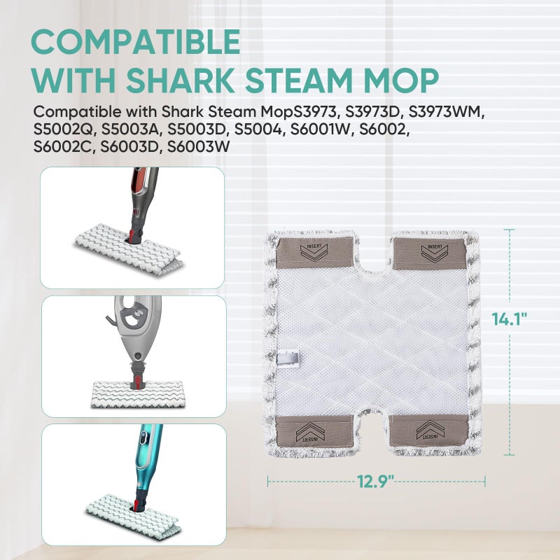 BIHARNT 4 Pack Genius Steam Mop Pads Compatible with Shark Genius Hard Floor Cleaning System Pocket Steam Mop S5003D,S6002,S5004Q & Lift-Away Pro Steam Pocket Mop S3973D,Part # XTP184 & P184WQ - Image 2